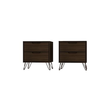 Designed To Furnish Rockefeller 2-Drawer Brown Nightstand, 21.65 x 20.08 x 17.62 in., 2PK DE2616473